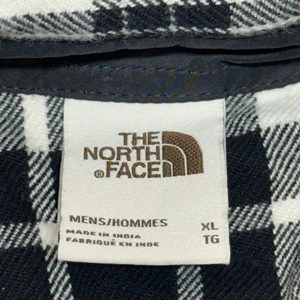 The North Face Mens Plaid Flannel Shirt Jacket Black‎ White XL